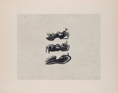 Three Reclining Figures with Land Background, litografia a colori (54/75)