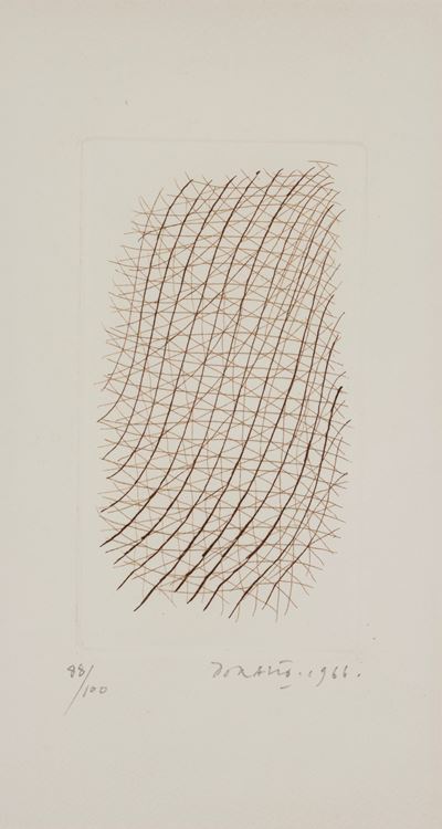 Reticolo, acquaforte (es. 88/100), 1966