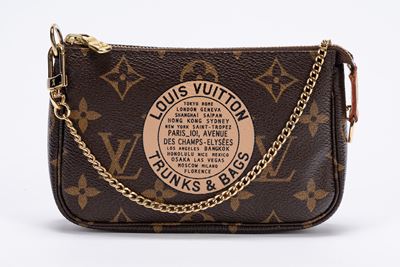 Mini pochette Accessoires, tela monogrammata con dettagli in pelle e catena in metallo dorato
