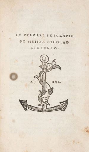 "Le vulgari elegantie (Venezia, Eredi Aldo Manuzio - A. Torresano, 1521), affrontano questioni di retorica, ortografia e morfologia, e costituiscono il primo di una serie di testi dedicati dal Liburnio a trattazioni grammaticali. Richiamandosi alla perfezione esemplare di Dante, Petrarca e Boccaccio, il Liburnio suggerisce un modello toscano che sia ispirato ai classici del Trecento, ma aggiornato alla luce dell'indiscutibile uso, invalso in tutta l'Italia, del volgare. Il modello di riferimento linguistico proposto dal Liburnio considera le differenze tra toscano trecentesco e moderno e si mostra tollerante nei confronti delle diverse varietà toscane e dell'affioramento di tratti non fiorentini negli scrittori. Pur nella asistematicità dei risultati, va riconosciuto al Liburnio il primato nell'intuizione di svariate problematiche che altri avrebbero dopo di lui sviluppato con mezzi diversi: è stato per esempio il primo a stilare un elenco nutrito di voci dalle quali si ricava la difformità dell'uso prosastico di Boccaccio da quello poetico di Dante e Petrarca". DBI, sub vocis. Le vulgari elegantie di messer Nicolao Liburnio