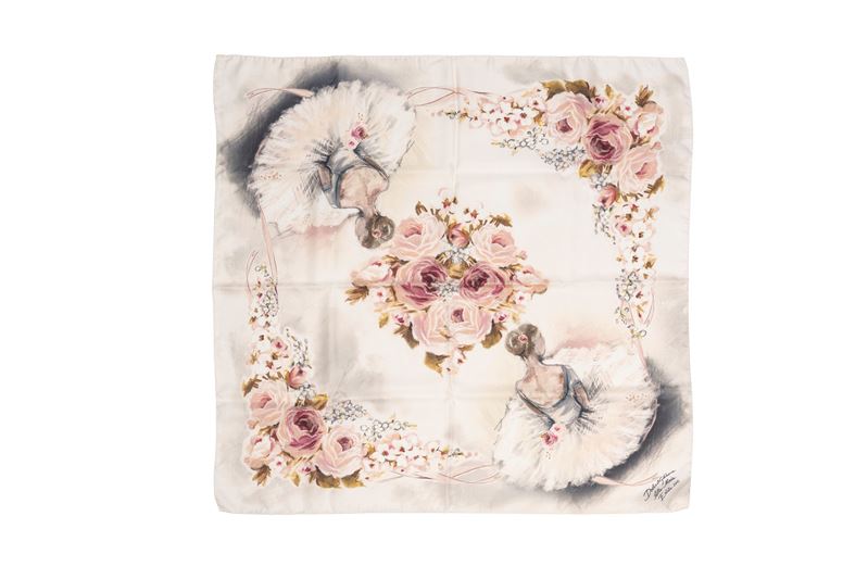 Dolce & Gabbana - Foulard in seta con stampa di ballerine