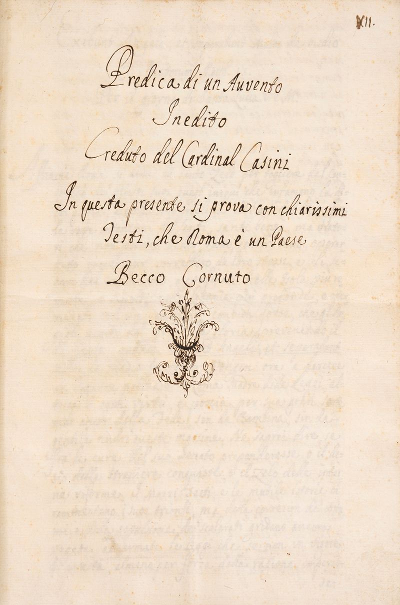 Predica di un avvento inedito Creduto del Cardinal Casini In questa presente si prova con chiaris...