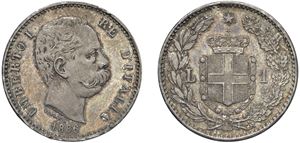 UMBERTO I (1878 - 1900) - 1 lira 1886, Rome.