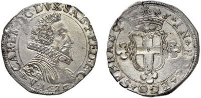 Carlo Emanuele I, 2 fiorini 1626, Vercelli