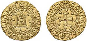 Dogi a vita e dominazioni straniere (1339 - 1528) - GALEAZZO MARIA SFORZA, Duca di Milano e Signore di Genova (1466 - 1476) - Ducato, s.d., sigla I, Genova.