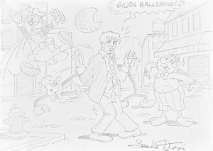 Illustrazione a matita - Geppo, Dylan Dog, Tiramolla, Paperinik