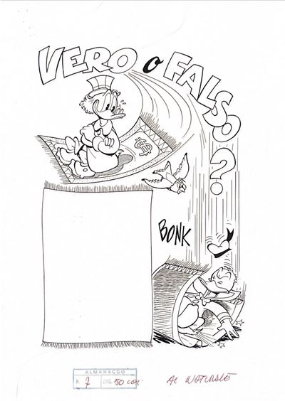 Illustrazione originale di Paperino e Zio Paperone