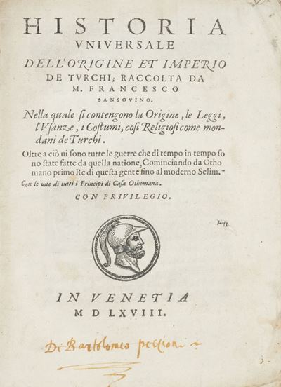 Historia Uniuersale Dell'origine Et Imperio De Turchi