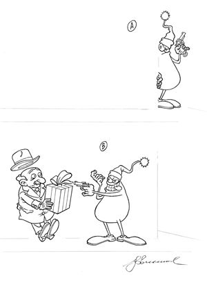 Disegno originale - I pacchi di Cattivik
