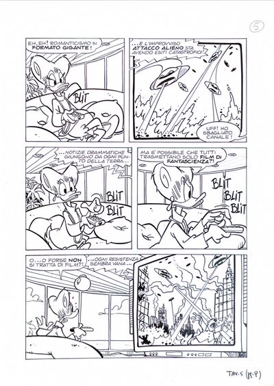 Tavola originale per “Historia Papera” (prologo), disegno a fumetto