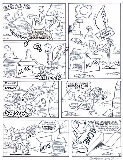 Tavola originale per Willy il Coyote e Beep Beep ("Non è mica Carnevale")