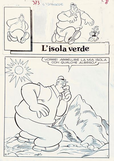 Tavola originale per “Braccio di Ferro e Grissino” (L’isola verde)