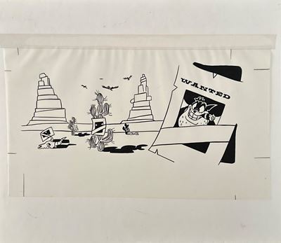Illustrazione su lucido per menu Disney a tema western (The Good, The Bad, and The Ducky)