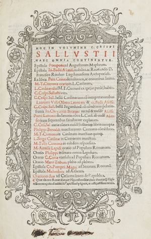 [Opera] Hoc in volumine C. Crispi Sallustii haec omnia continentur