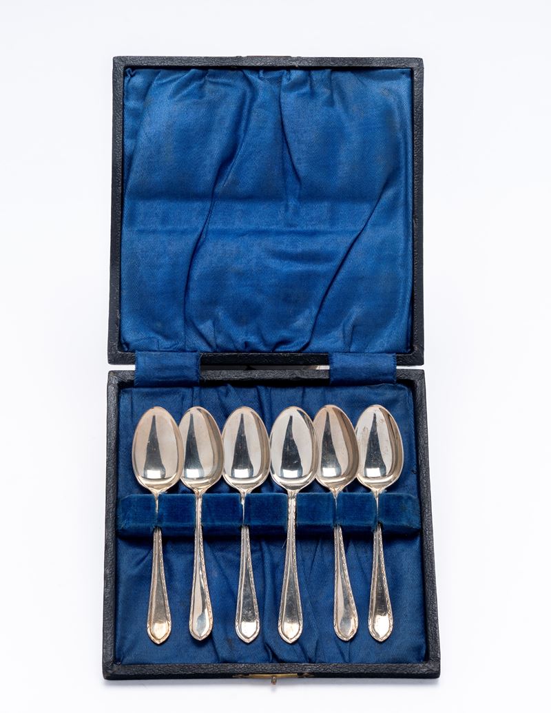 Gruppo di sei cucchiaini da caffè, argento 925, Inghilterra (Sheffield), 1937/38