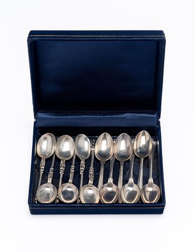 Cucchiaini da caffè, serie di sei pezzi, argento 925, Birmingham 1890