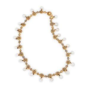 Necklace with pearls and enamels