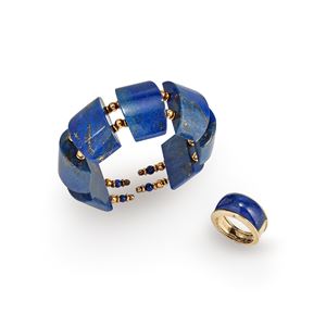 Ring and bracelet with lapis lazuli