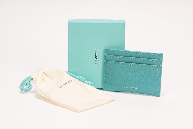 Tiffany & Co. - Porta carte in pelle, con sacchetto e scatola