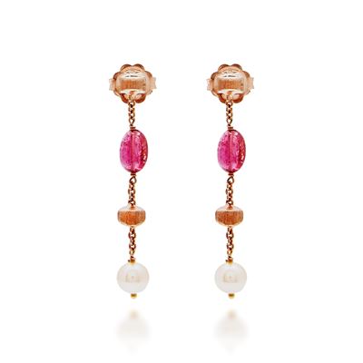 Orecchini con tormaline in oro rosso 18k