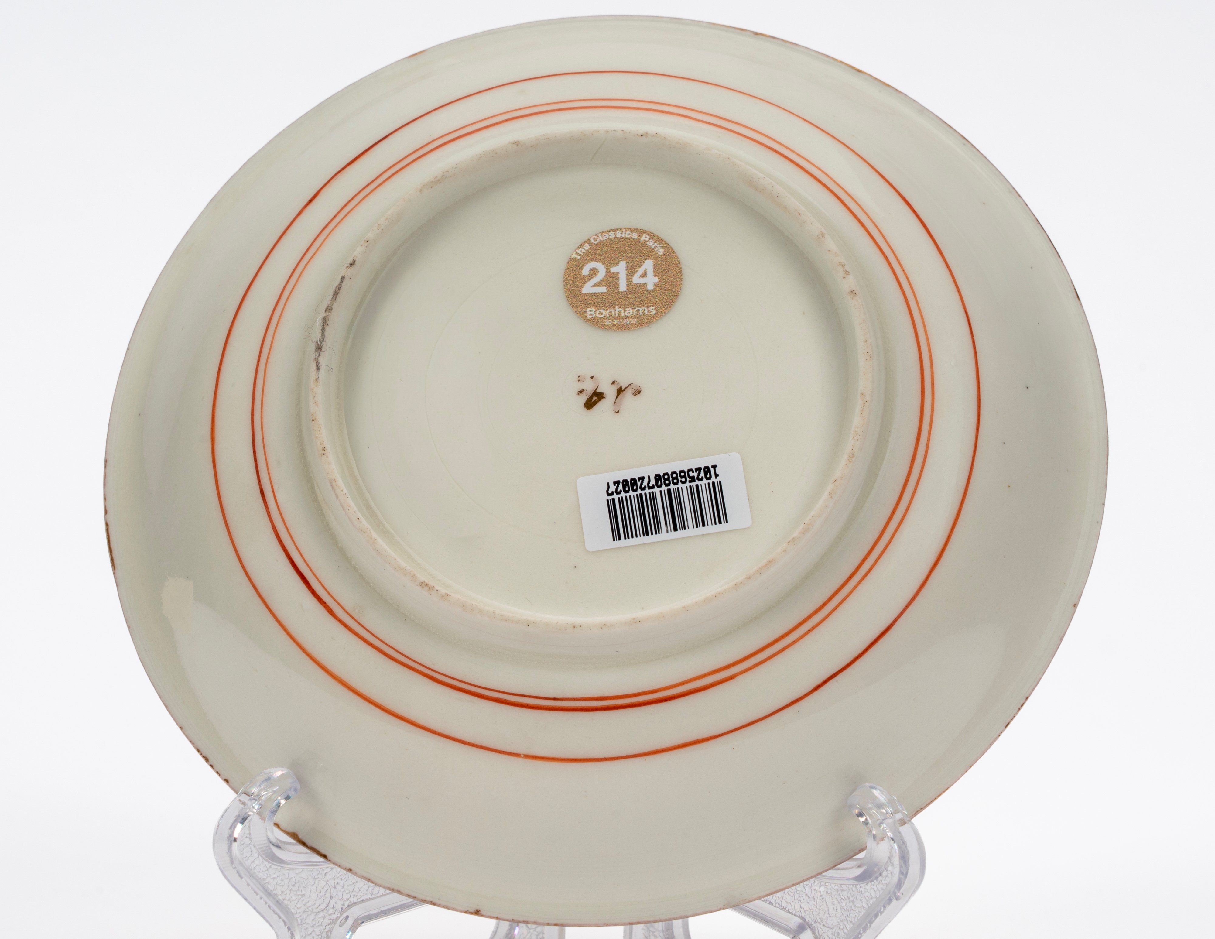 Meissen, Piattino in porcellana policroma con decorazione a chinoiserie (1723-1724)