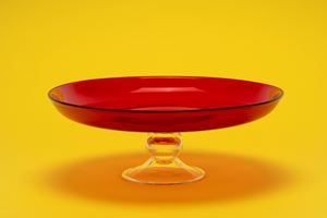 Red and transparent glass stand