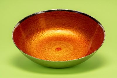 Greggio, Dogale. Centrotavola in vetro di Murano arancio argentato