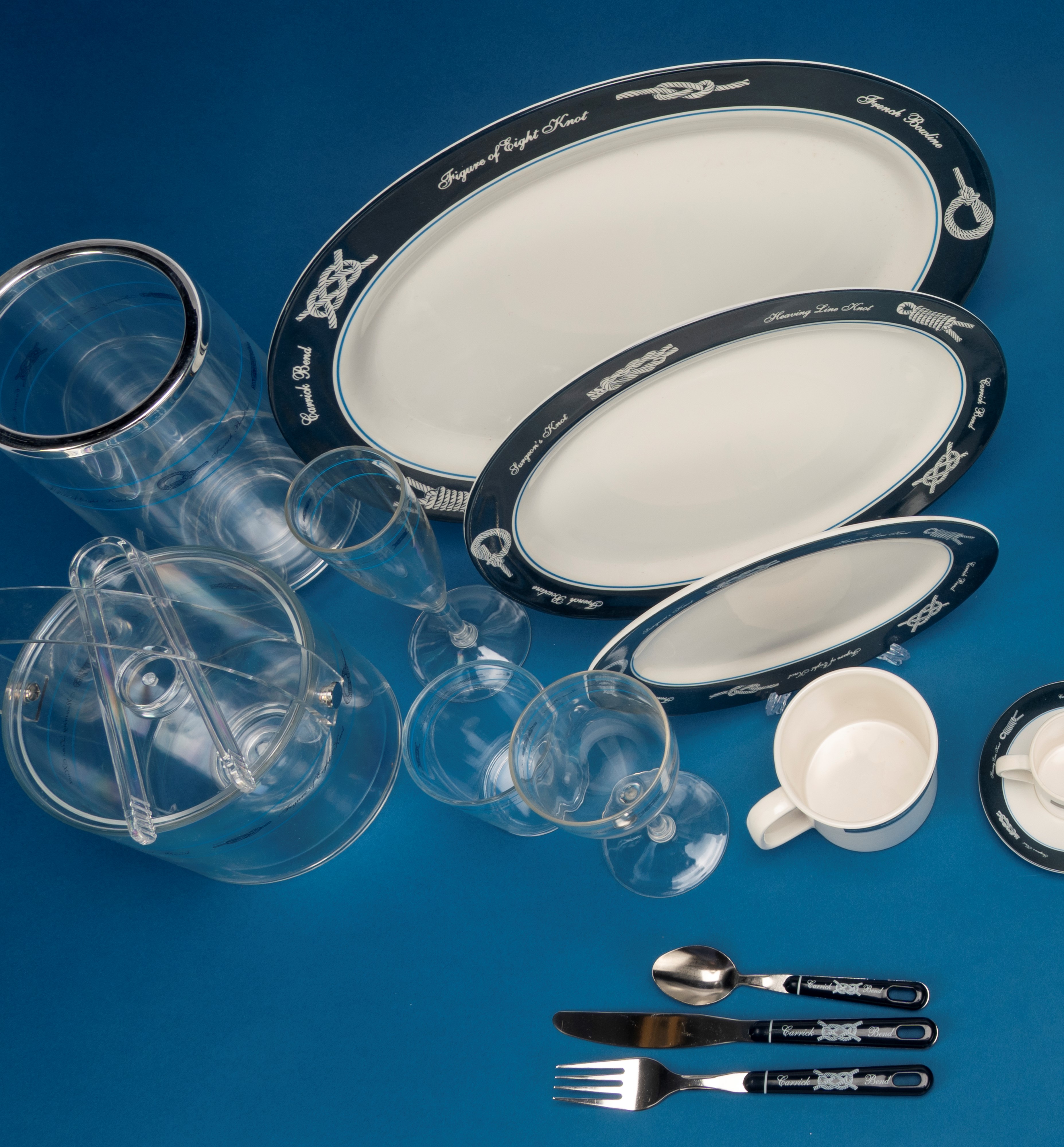 Servizio da tavola in melamina “Sea Tableware” (set completo con piatti, tazze e accessori)