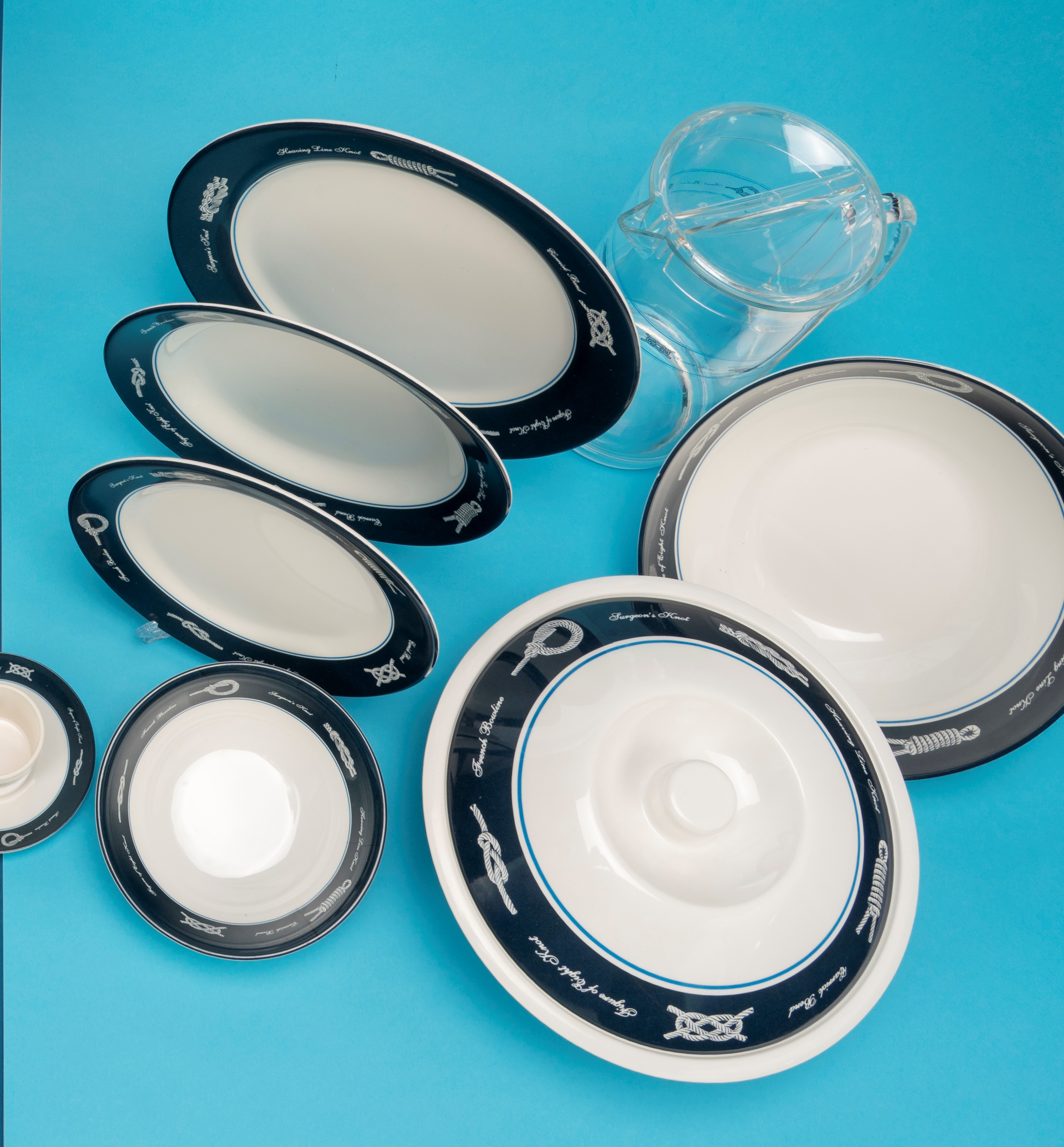 Servizio da tavola in melamina “Sea Tableware” (set completo con piatti, tazze e accessori)