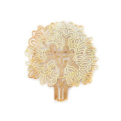 Spilla a forma di albero in oro giallo 18k
