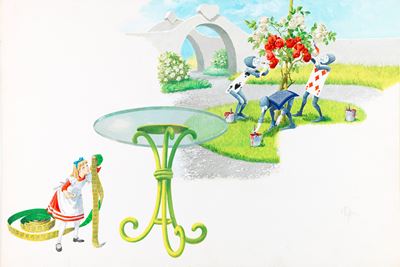 Alice nel Paese delle Meraviglie (illustrazione), tempera su cartone