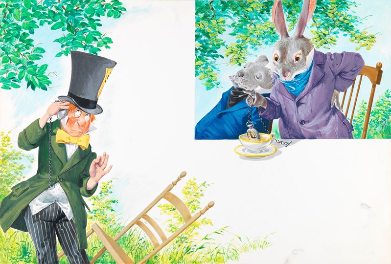 Libico Maraja - Alice nel Paese delle Meraviglie (illustrazione originale, tempera su cartone, 19...