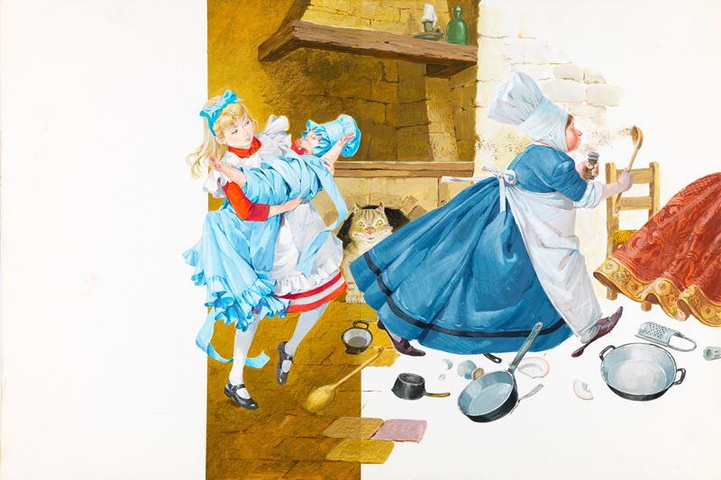 Libico Maraja - Alice nel Paese delle Meraviglie (illustrazione), tempera su cartone, 1968