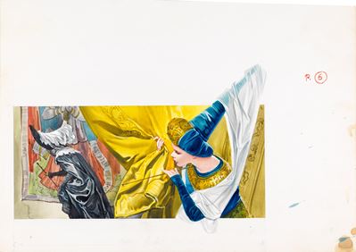 La bella addormentata nel bosco (illustrazione originale), tempera su cartone, 1966