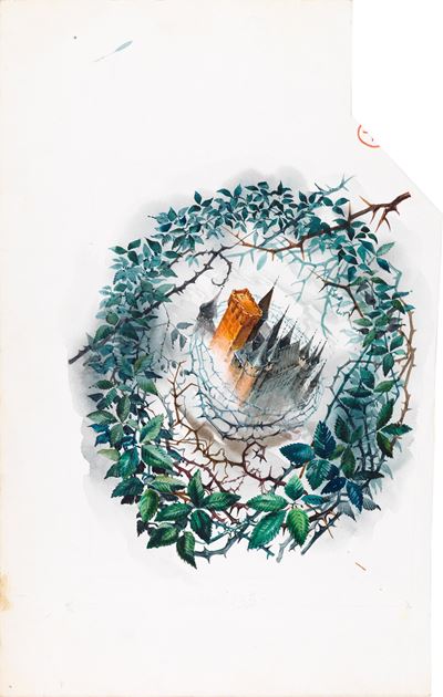 La bella addormentata nel bosco (illustrazione per fiaba), tempera su cartone sagomato, 1966