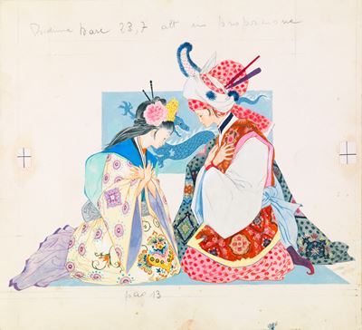 Le mille e una notte (illustrazione originale), matita, pastelli e tempera su cartone