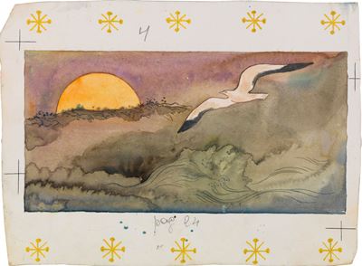 Illustrazione per “Le mille e una notte” (tempera e acquerello su cartone sagomato)