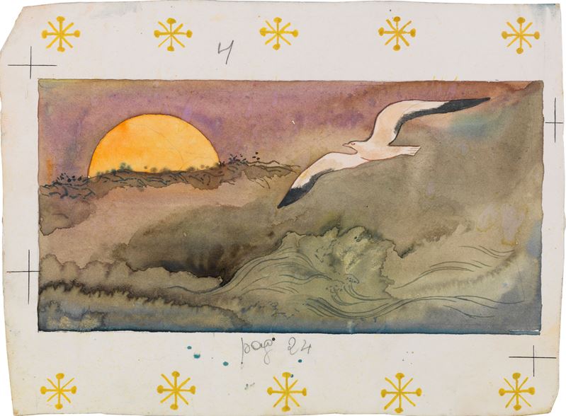 Gianni Benvenuti - Illustrazione per “Le mille e una notte” (temper​a e acquerello su cartone sag...