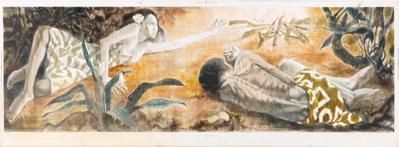 Gianni Benvenuti - Fiabe australiane (illustrazione originale), tempera su cartone