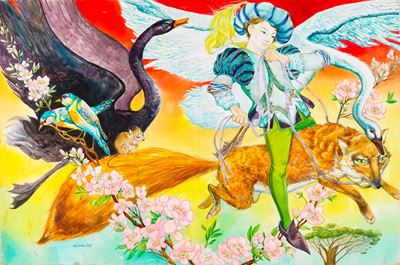 Fiabe di Grimm (illustrazione originale), tempera e acquerello su cartone
