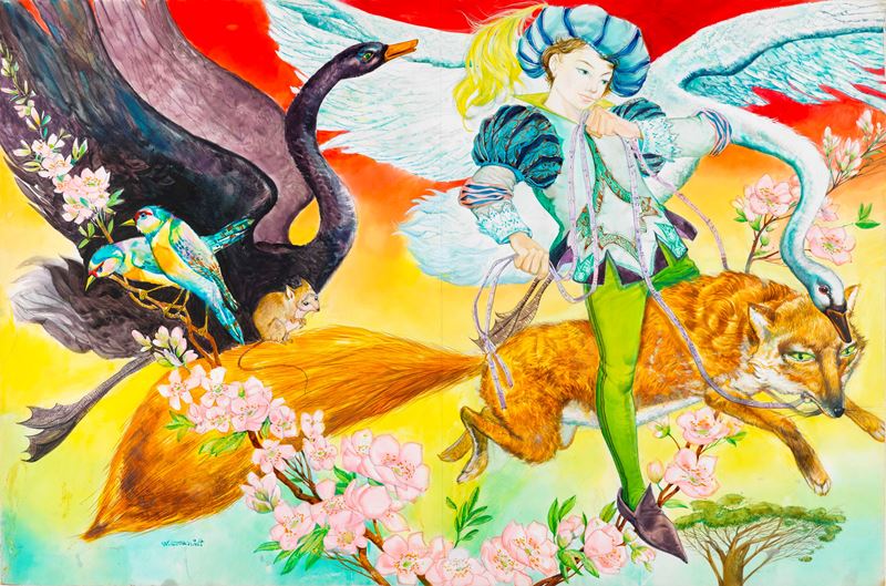 Walter Cremonini - Fiabe di Grimm (illustrazione originale), tempera e acquerello su cartone