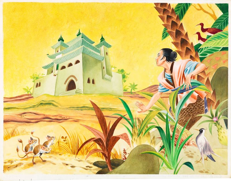 Tony Wolf (antonio Lupatelli) - Illustrazione per la fiaba "La lampada di Aladino", tempera su ca...