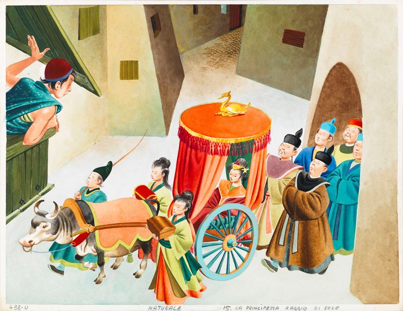 Tony Wolf (antonio Lupatelli) - La lampada di Aladino, tempera su cartone