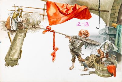 Pelle d'asino (illustrazione originale), tempera su cartone, 1966