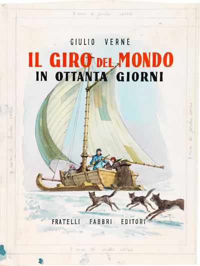 Il giro del mondo in ottanta giorni (originale di copertina), tempera su cartoncino