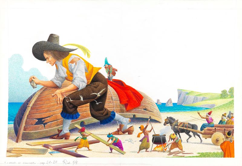 Severino Baraldi - I viaggi di Gulliver (illustrazione)