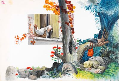 La principessa incantata (illustrazione originale), tempera su cartone