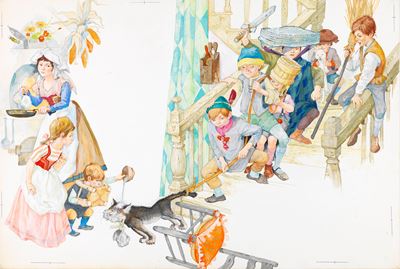 I sette corvi, tempera su cartone (1966)