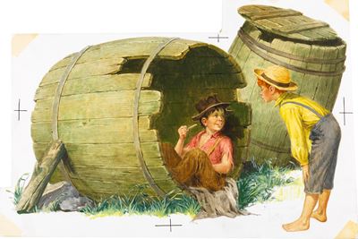 Nardini, Le avventure di Tom Sawyer (illustrazione originale) – tempera su cartoncino sagomato, 1...