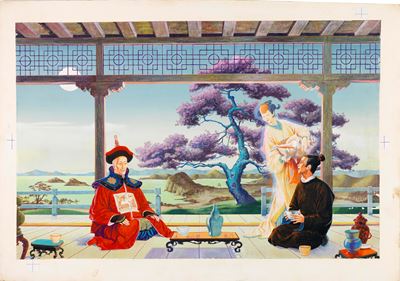Rizzato, Fiabe dell’antica Cina (illustrazione originale), tempera su cartone